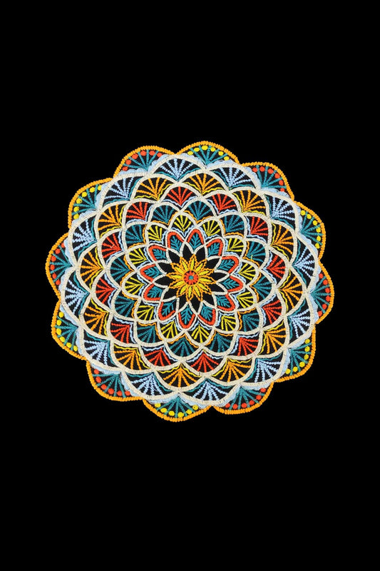 Embroidered Geometric Artwork Half sleeve Black T-shirt For Women