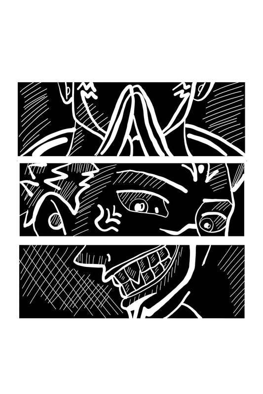 Japanese Manga Face Artwork Half Sleeve T-shirt For Women