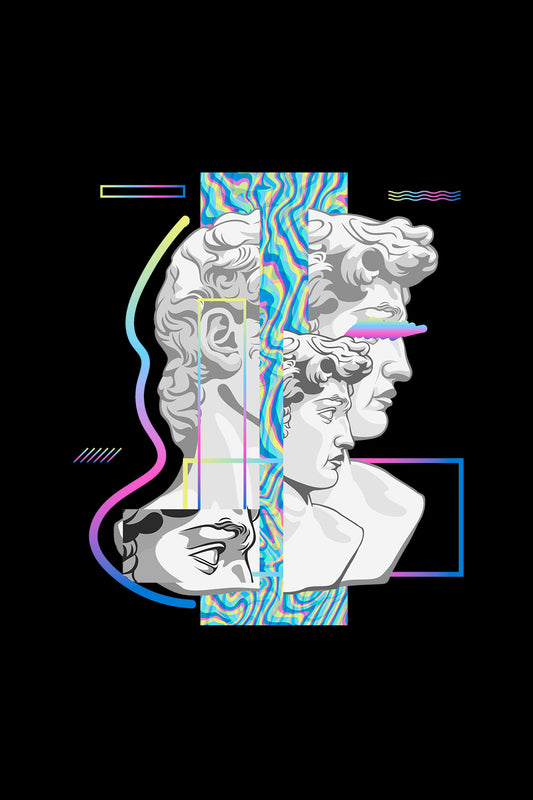 Postmodernism Bust David Graphic Art Half Sleeve T-shirt For Men