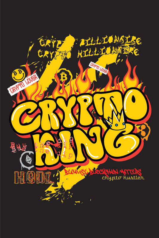 Crypto King Graphic Art Half Sleeve Black T-shirt for Men