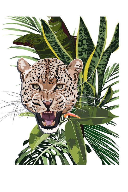 Graceful Leopard Graphic Art White T-shirt For Women