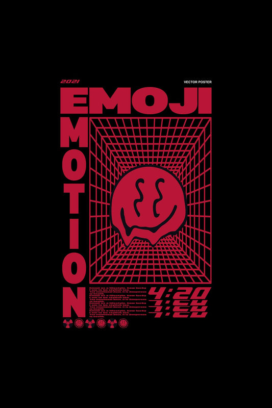 Abstract Emotional Emoji Poster Half Sleeve Oversized Unisex T-shirt