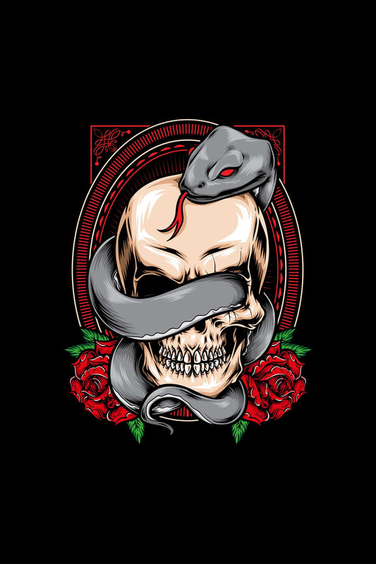 Skull Snake Graphic Art Half Sleeve Oversized Unisex T-shirt