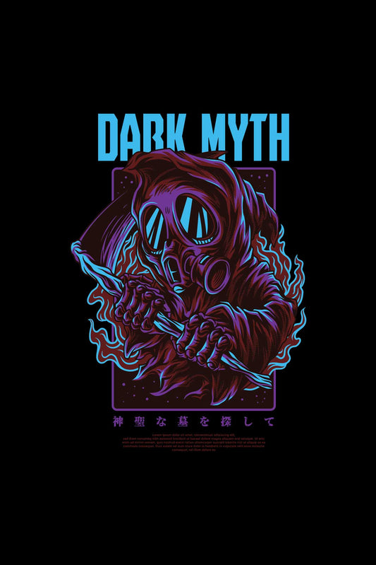Dark Myth Illustration Art Half Sleeve Oversized Unisex T-shirt