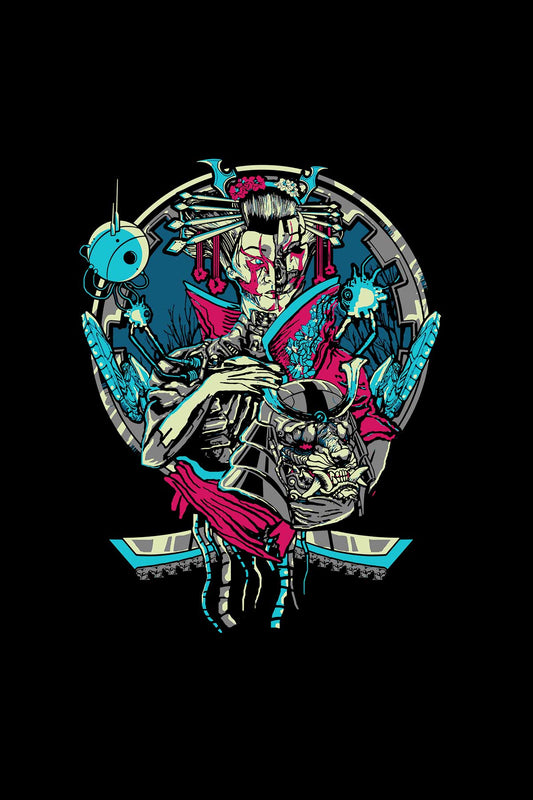 Japanese Artwork Illustration Design Half Sleeve Oversized Unisex T-shirt