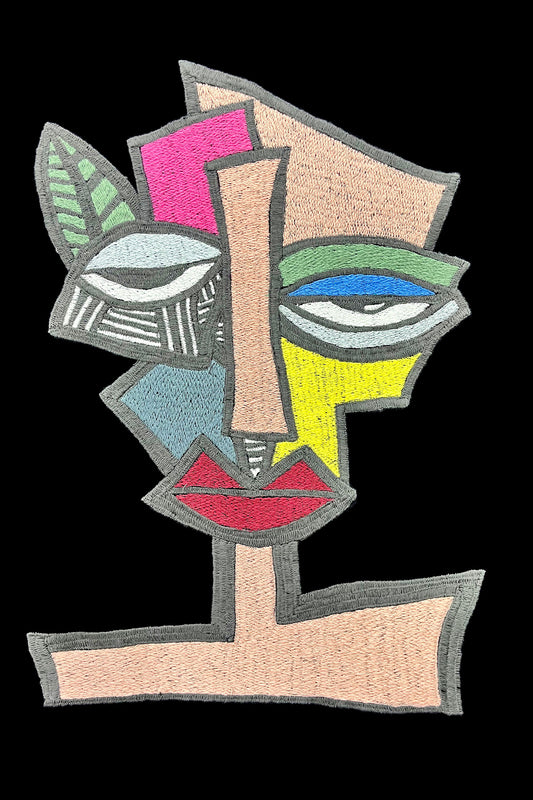 Abstract Embroidered Artwork Half Sleeve T-shirt For Women