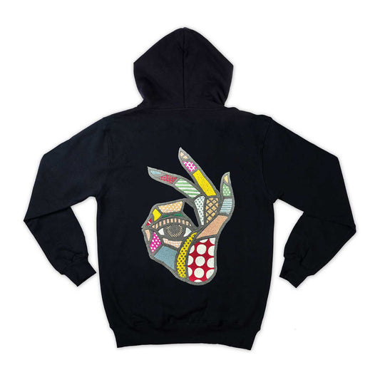 Hand Collage Embroidered Loose Fit Unisex Hoodie