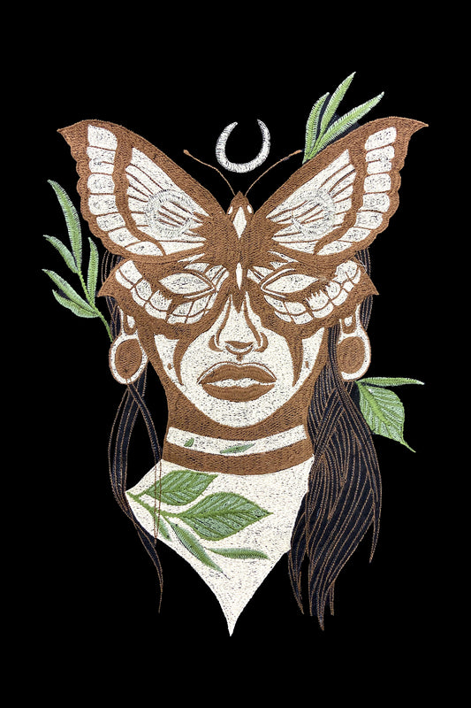 Butterfly Poetry Embroidered Artwork Half Sleeve T-shirt For Women