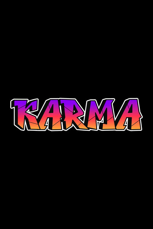 Karma Psychedelic Graffiti Black Oversized Unisex T-shirt