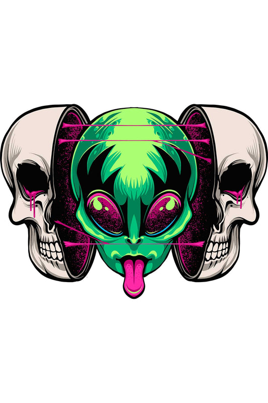 Alien Samurai Skull Mushroom White Oversized Unisex T-shirt