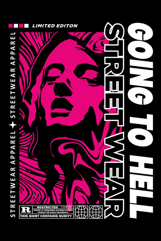 Aesthetic Street Art Going To Hell Black Oversized Unisex T-shirt