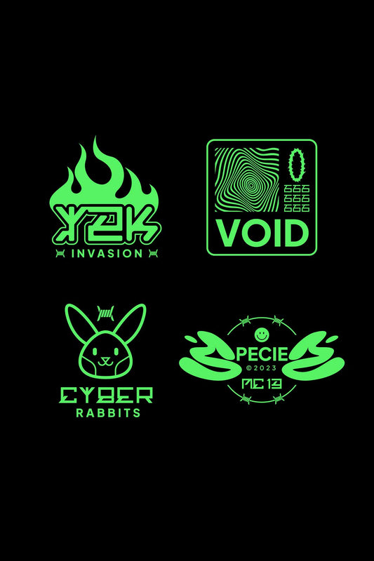 Y2K Cyber Rabbits Black Oversized Unisex T-shirt