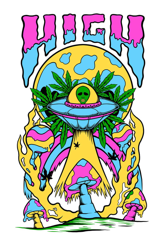 High Alien White Oversized Unisex T-shirt