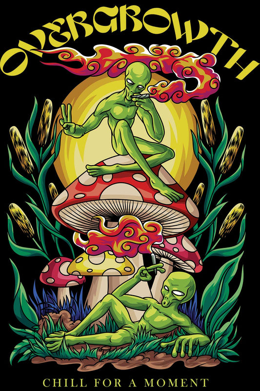 Psychedelic Shrooms Black Oversized Unisex T-shirt