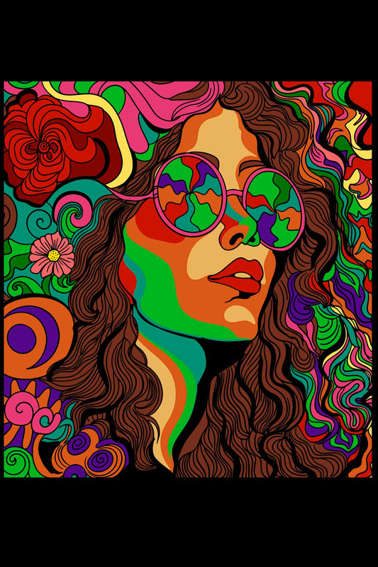 Psy Hippie Woman Black Oversized Unisex T-shirt