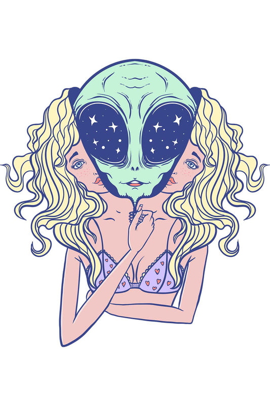 Alien Girl White Oversized Unisex T-shirt