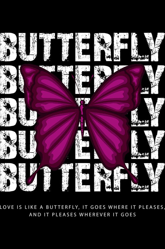 Purple Love Black Oversized Unisex T-shirt