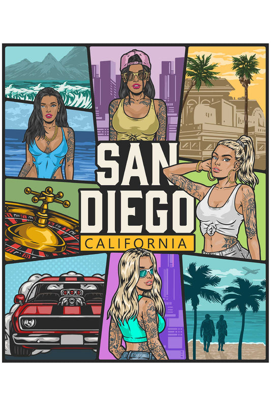 San Diego Girls White Oversized Unisex T-shirt | Lopside Clothing