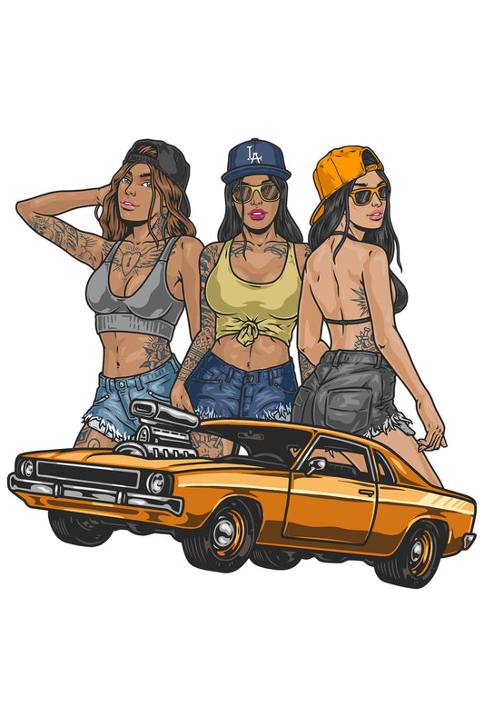 Street Racing Girls White Oversized Unisex T-shirt