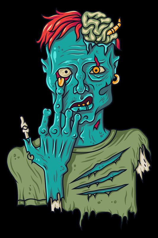 Zombie Guy Halloween Black Oversized Unisex T-shirt