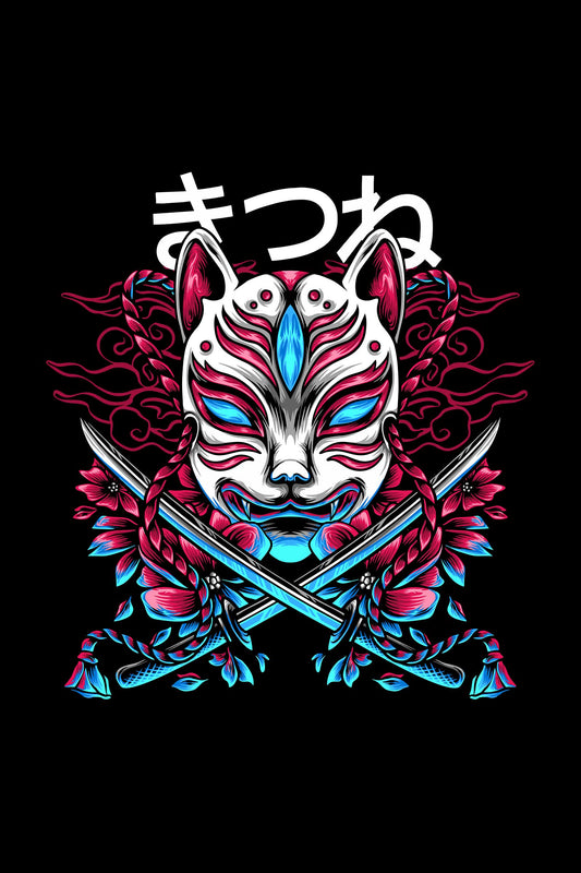 The Kitsune Japan And Swords Oversized Unisex T-shirt