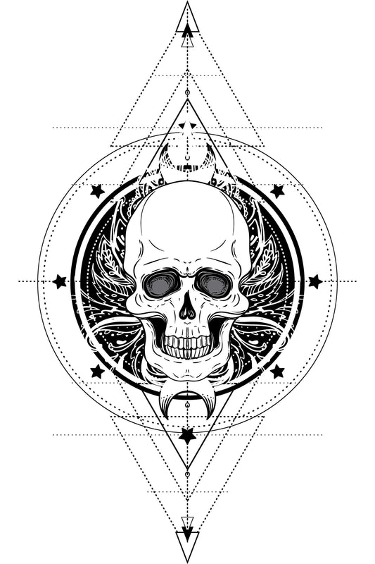 Skull Sacred Geometry White Oversized T-shirt For Men