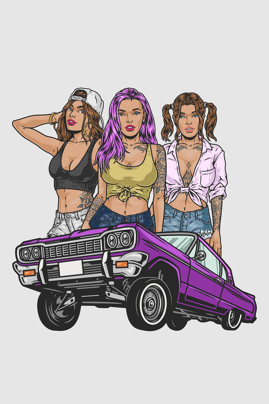 Hot Girls Lowriders White Oversized Unisex T-shirt