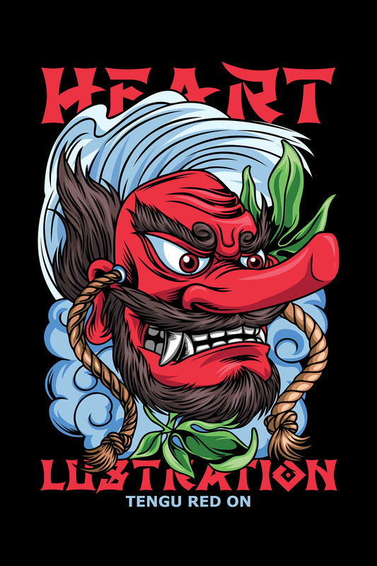 Tengu Japanese Doll Black T-shirt For Men