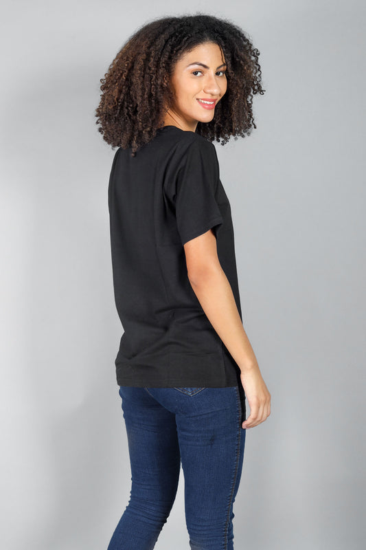 Trippy Face Embroidered Artwork Half Sleeve T-shirt For Women