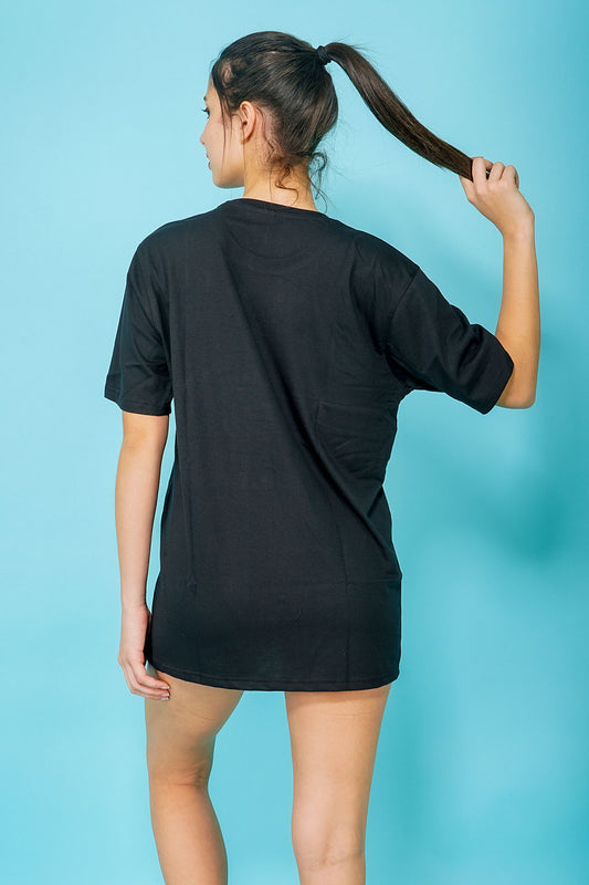 Alien Trip Embroidered Artwork Half Sleeve T-shirt For Women