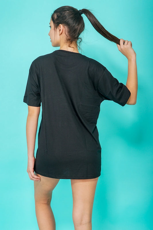 Exclusive Playboy Inspired Fashion Graphic Art Half Sleeve Black T-shirt For Women