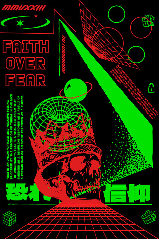 Faith Over Fear Streetwear Graphic Art Half Sleeve T-shirt For Men